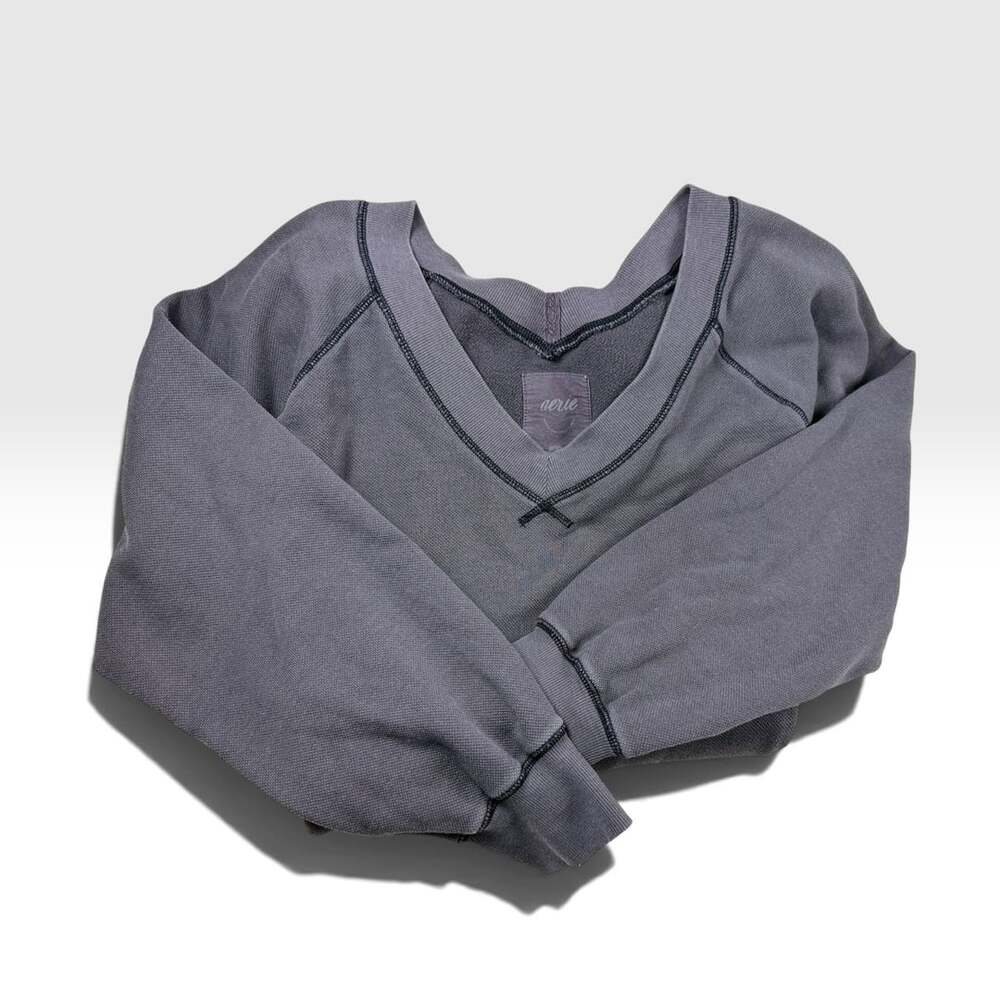 Aerie Washed Grey Oversized Sweatshirt Women’s L